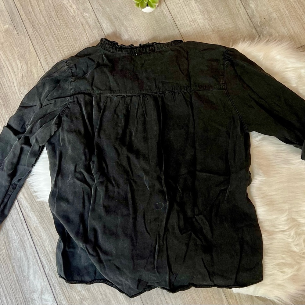 KNOX ROSE | Black Button-Up Ruffled Detailed Blouse (XL) - Picture 7 of 7
